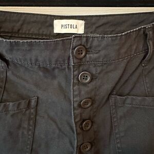 Pistola Tammy High Rise Black Trouser Pants Button Fly Baggy